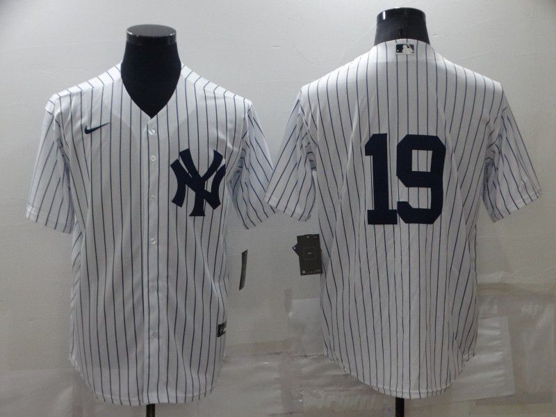 Men New York Yankees 19 No Name White Strip Game 2022 Nike MLB Jersey
